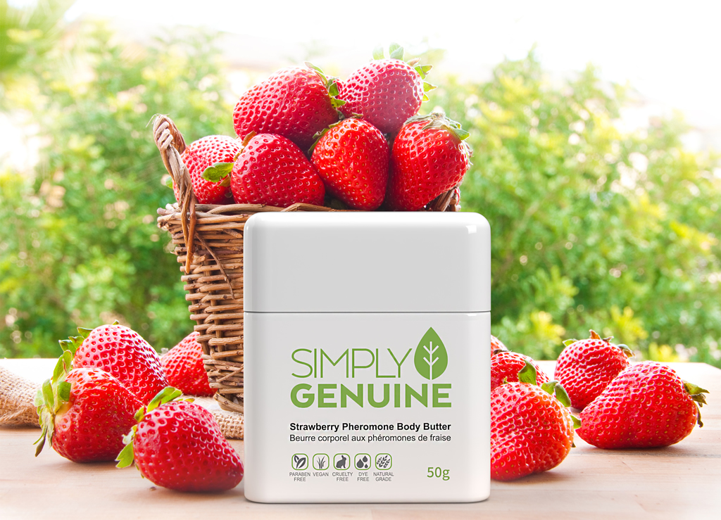 Strawberry pheromone Body butter contains aloe vera juice, sunflower oil, and shea butter